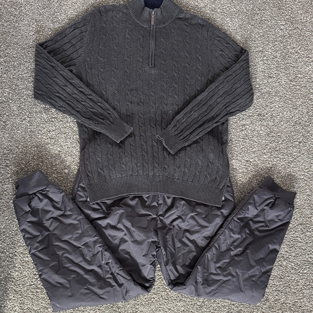 Club Room Men's Dark Gray Zip Up Sweater set size XL New no tags 🏷️